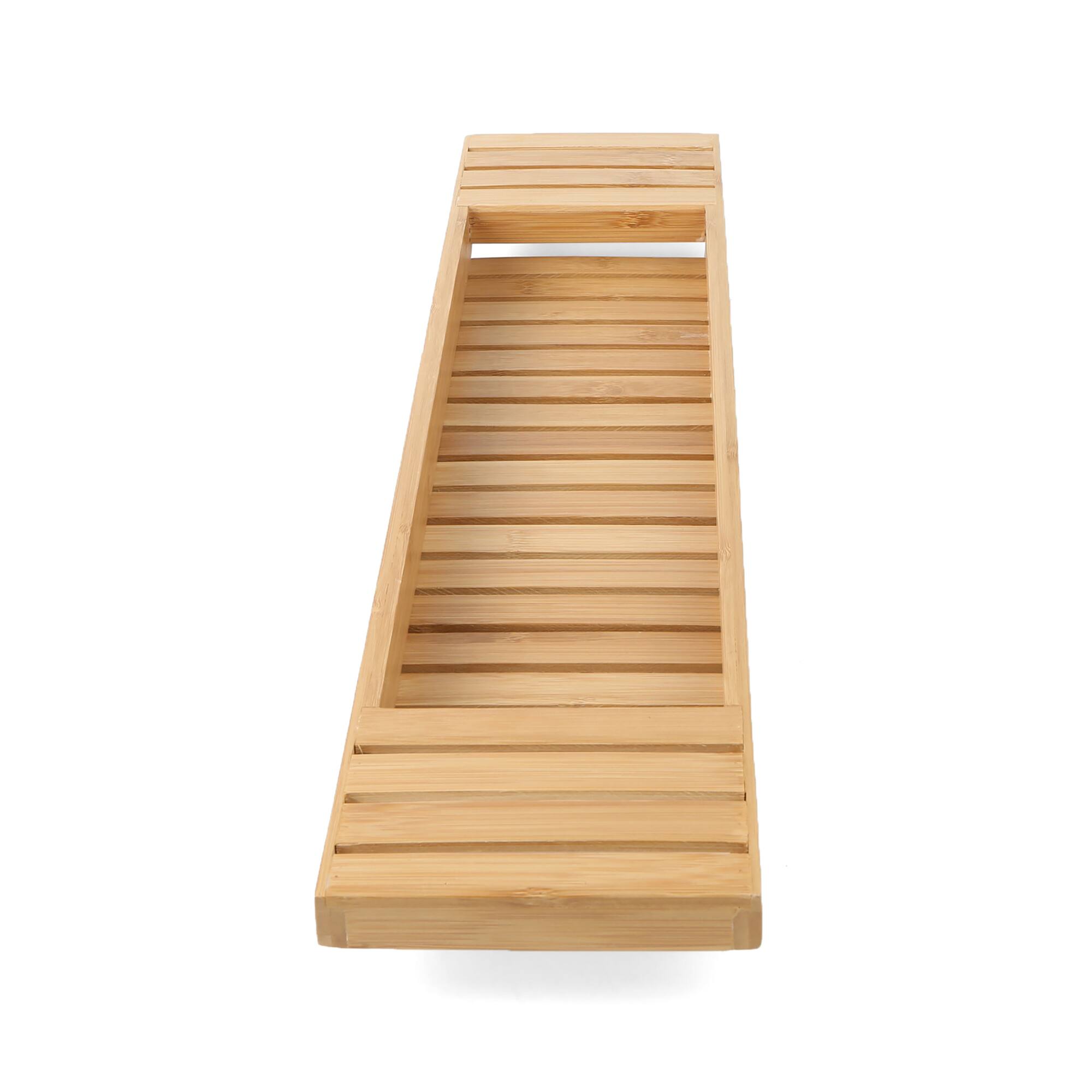Mind Reader 27" Brown Bamboo Bathtub Caddy Organizer